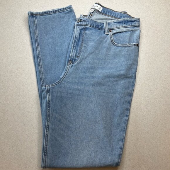 A&F Curve Love 90’s Slim Straight 31 Long Criss‎ Cross Asymmetric Medium Wash - Picture 2 of 9